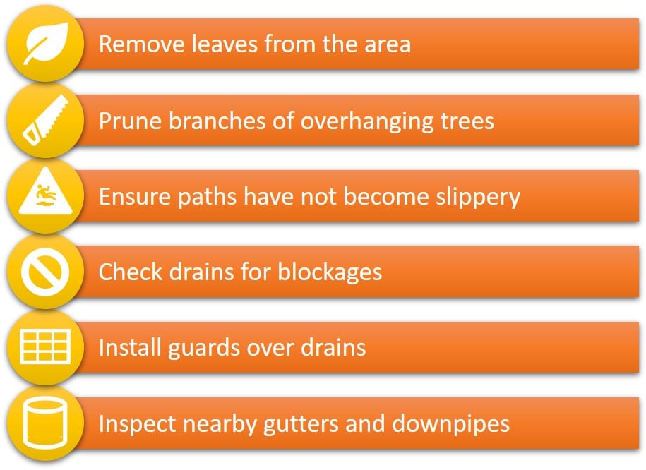 Checklist for leaves and debris