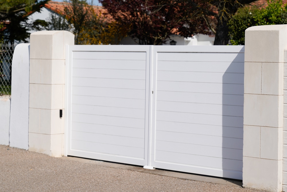 White automatic security gates