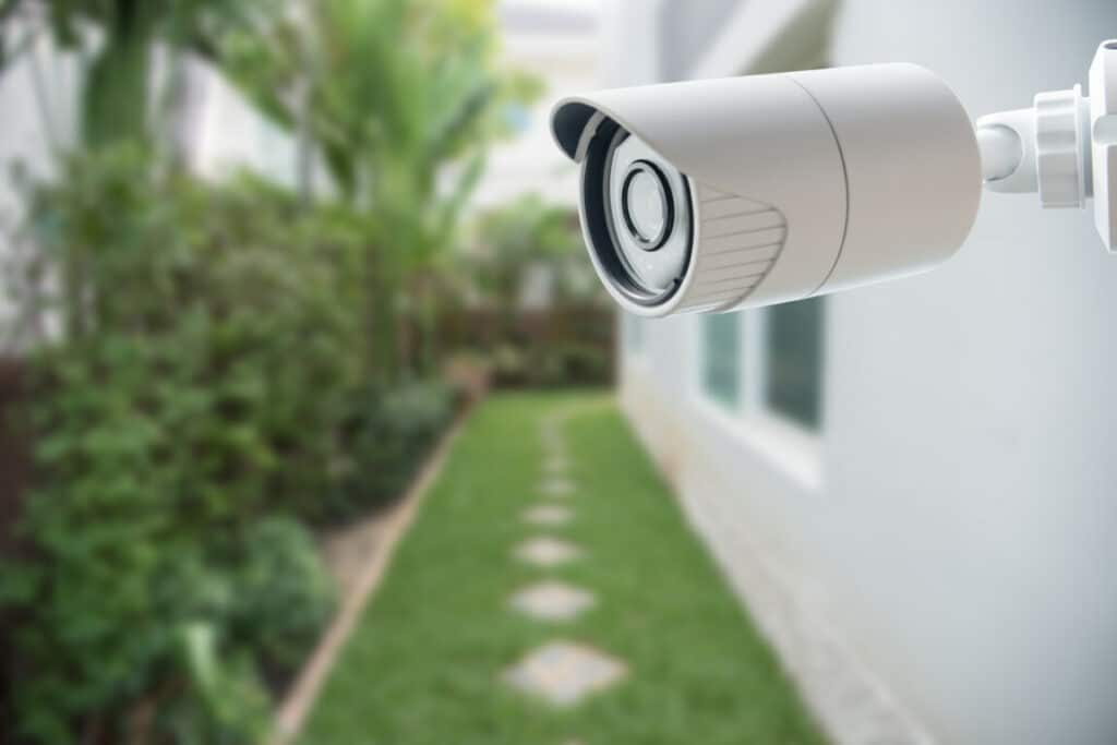 CCTV camera in a backyard, for homes in Auckland